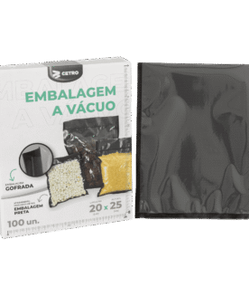 Embalagem a Vácuo 20x25cm - 100 Unidades Gofrada Preta em Sacos Pré-Formados