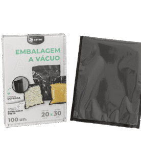 Embalagem a Vácuo 20x30cm - 100 Unidades Gofrada Preta em Sacos Pré-Formados