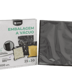 Embalagem a Vácuo 25x30cm - 100 Unidades Gofrada Preta em Sacos Pré-Formados
