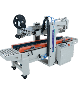Fechadora de Caixas com Dobra de Abas Automática e Aplicador de Etiquetas Superior CSSM BS-3030 SC TLA