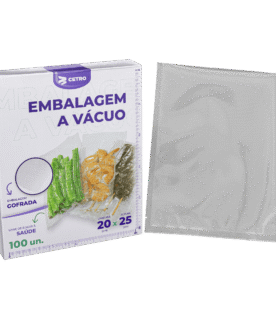 Embalagem a Vácuo 20x25cm - 100 Unidades Gofrada Transparente em Sacos Pré-Formados