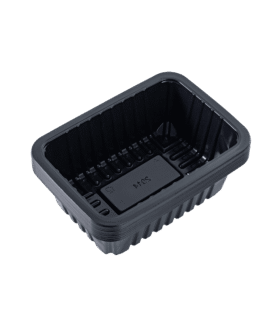 Bandeja Plástica Preta 1050ml 20x14x6,5cm- 10 Unidades