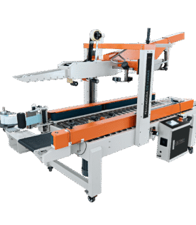 Fechadora de Caixas com Dobra de Abas Automática e Aplicador de Etiquetas Lateral CSSM BS-5050 AF SLA
